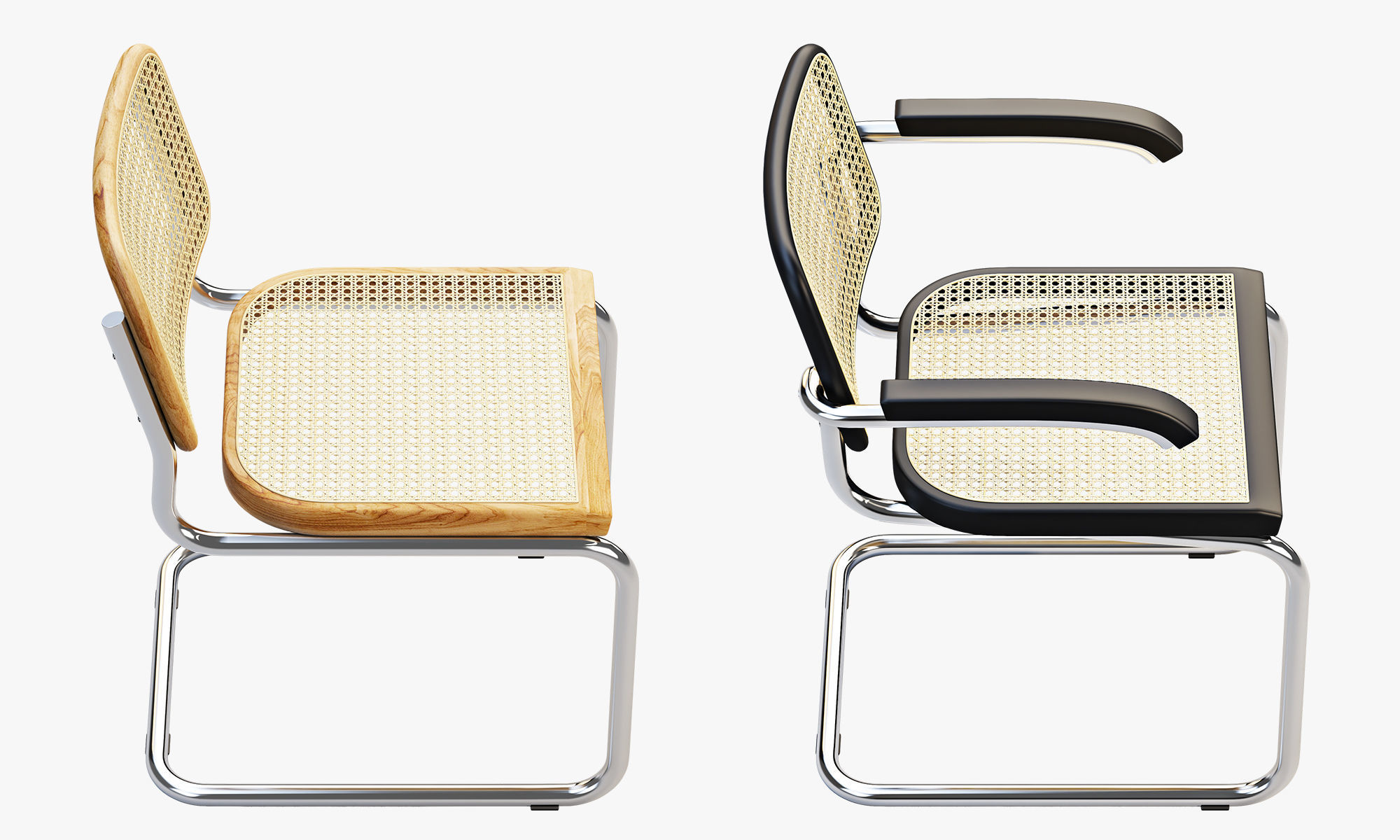 Cesca Chairs B 32 by Marcel Breuer 2 options 3D model_7