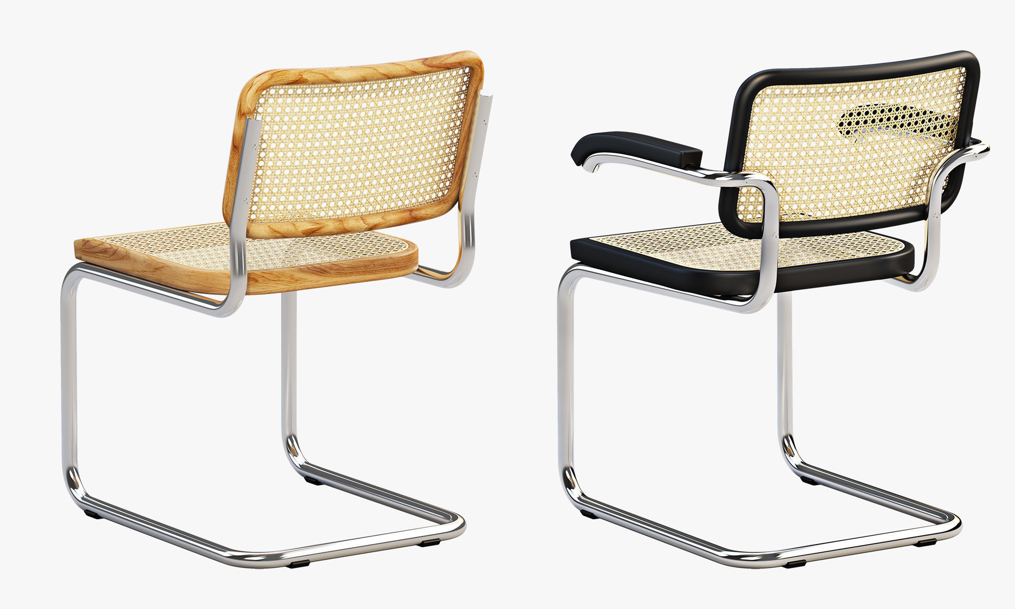 Cesca Chairs B 32 by Marcel Breuer 2 options 3D model_8