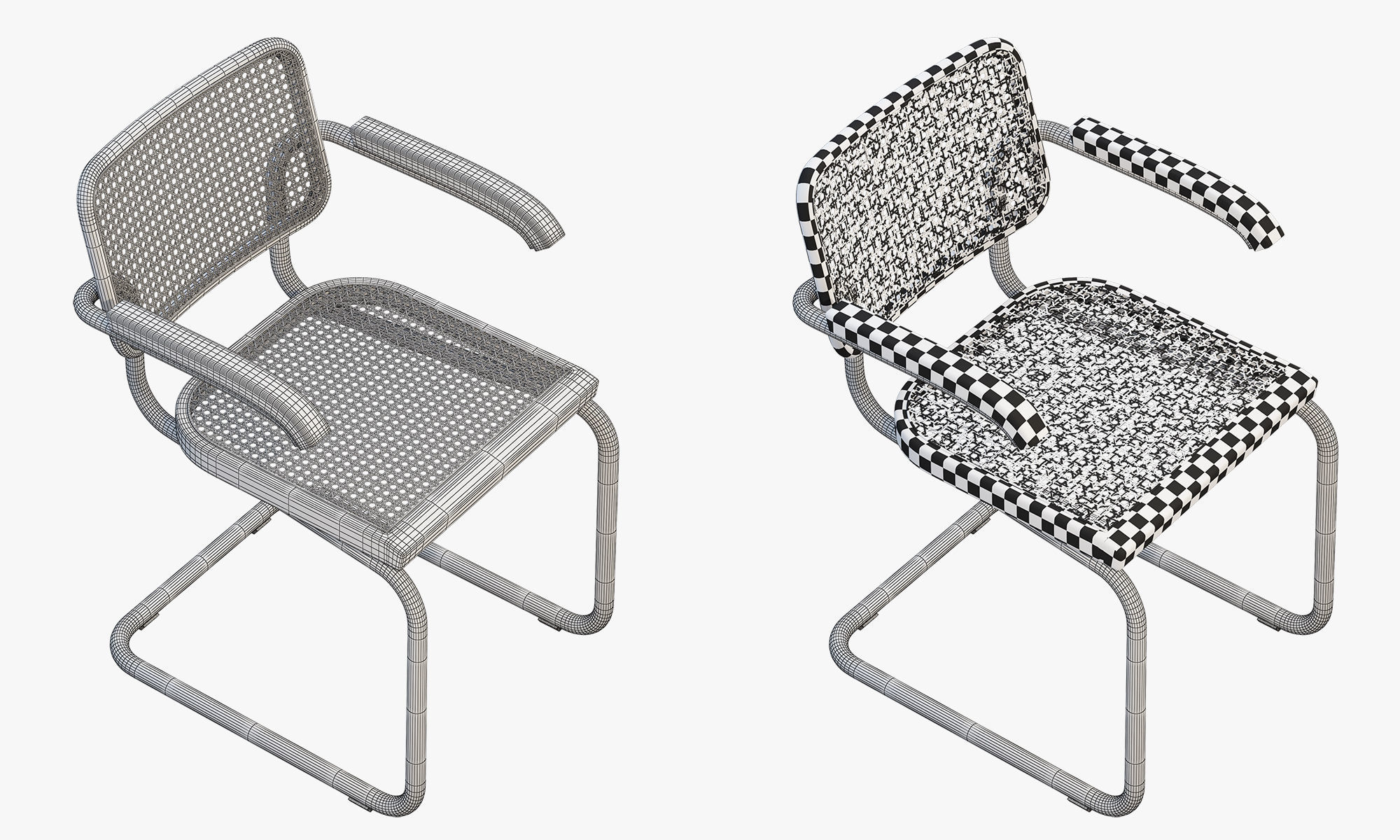 Cesca Chairs B 32 by Marcel Breuer 2 options 3D model_11