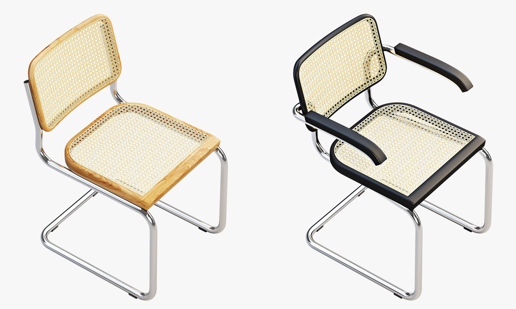 Cesca Chairs B 32 by Marcel Breuer 2 options 3D model_4