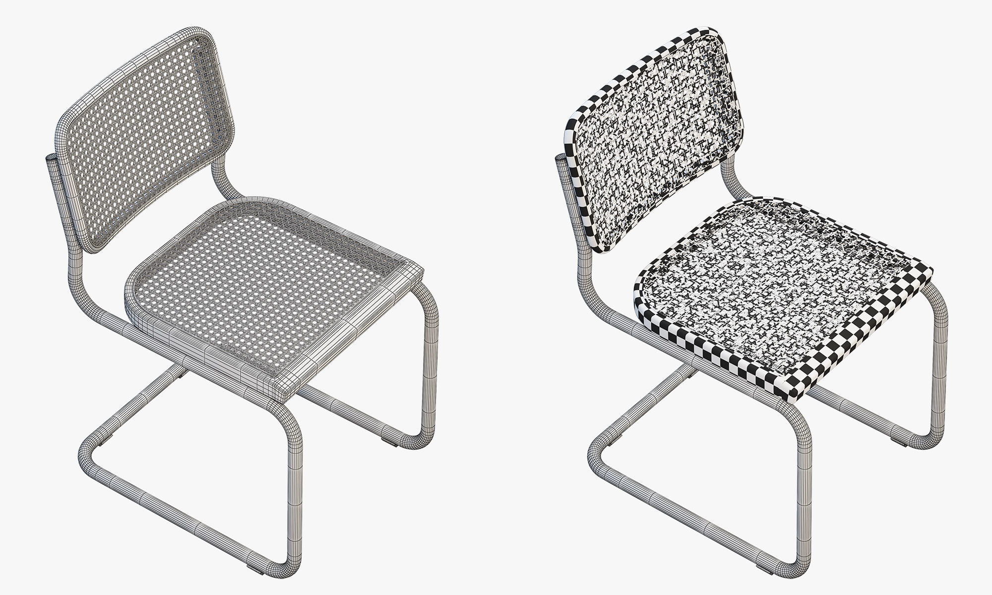 Cesca Chairs B 32 by Marcel Breuer 2 options 3D model_10