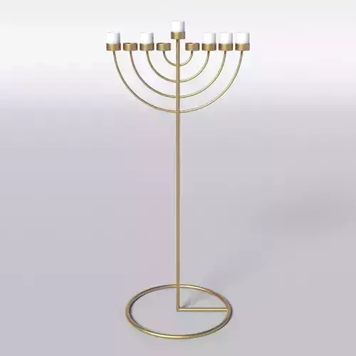 Copper Menorah 9 Candles 3D model