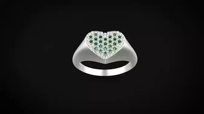 Signet ring heart for woman