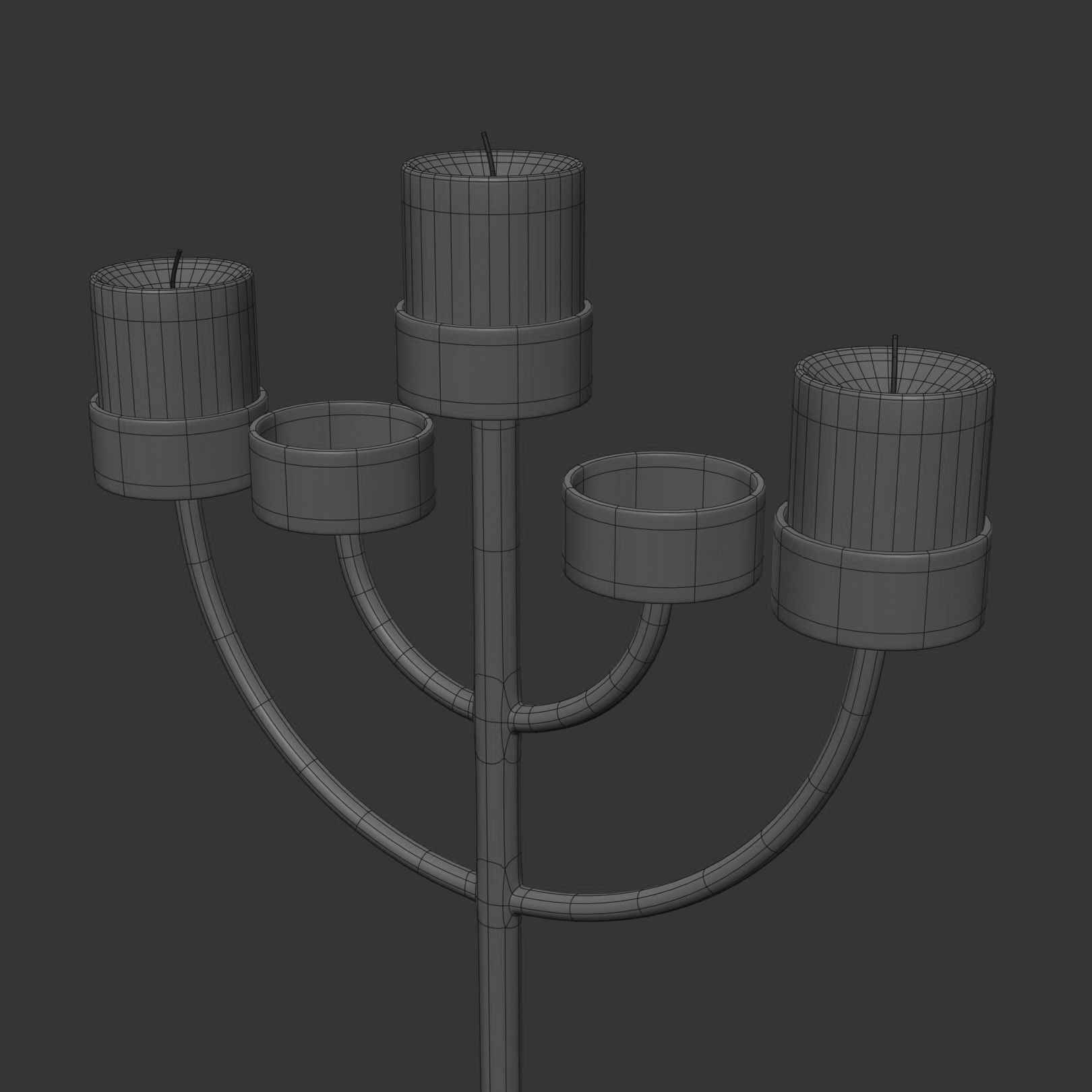 Copper Menorah 5 Candles 3D model_3