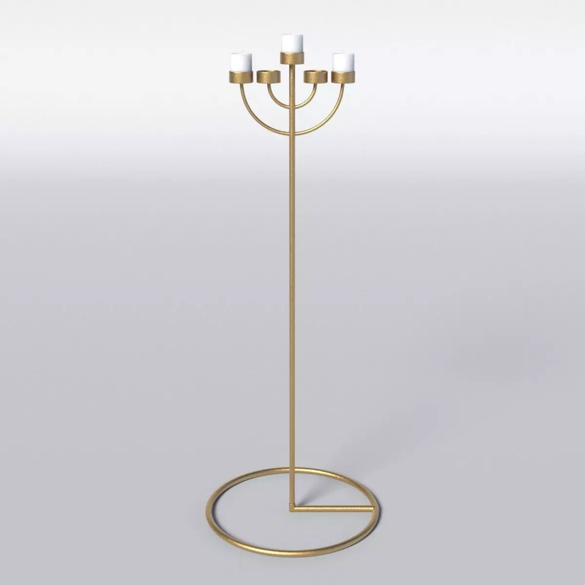 Copper Menorah 5 Candles 3D model_0
