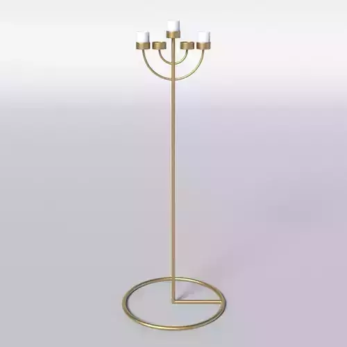 Copper Menorah 5 Candles 3D model