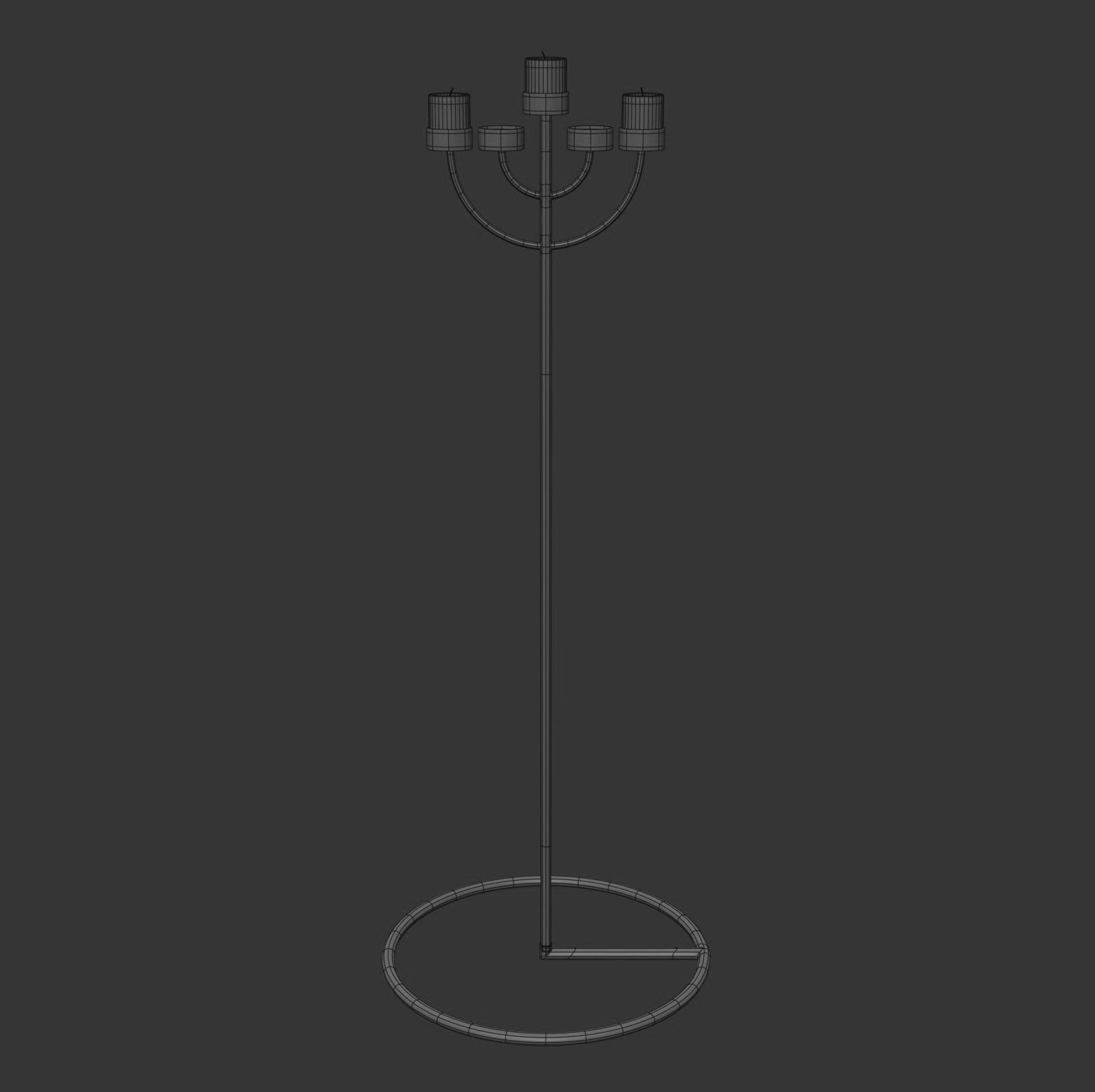 Copper Menorah 5 Candles 3D model_5