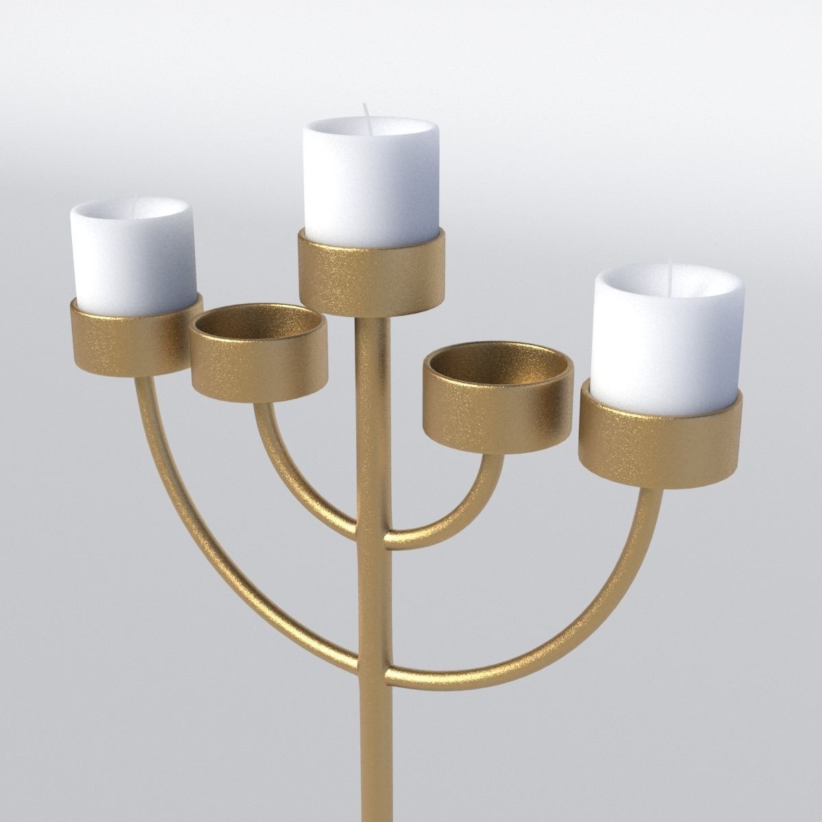 Copper Menorah 5 Candles 3D model_1