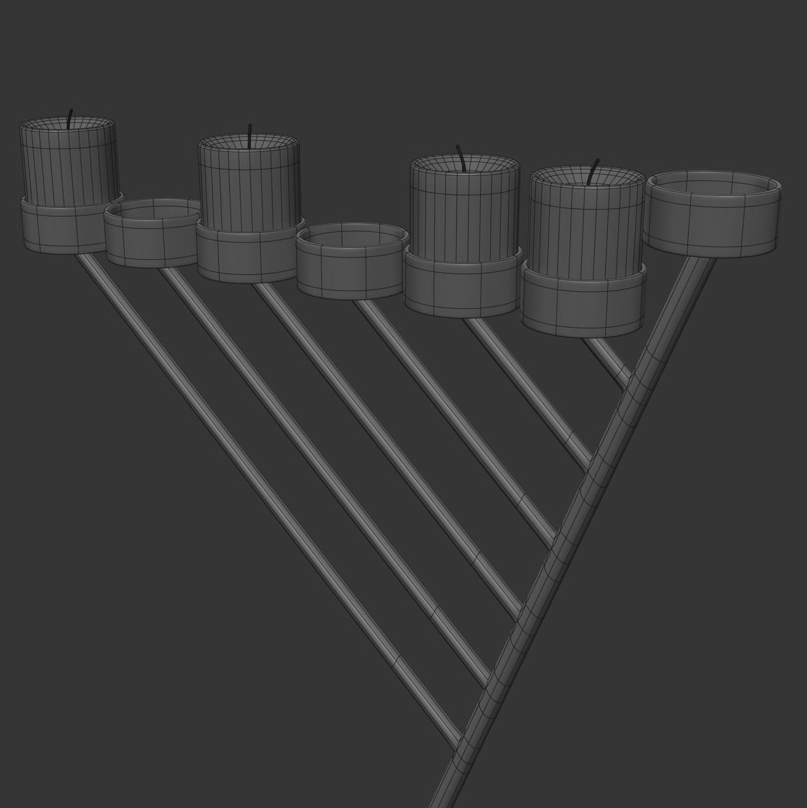 Bronze Menorah 7 Candles 3D model_4