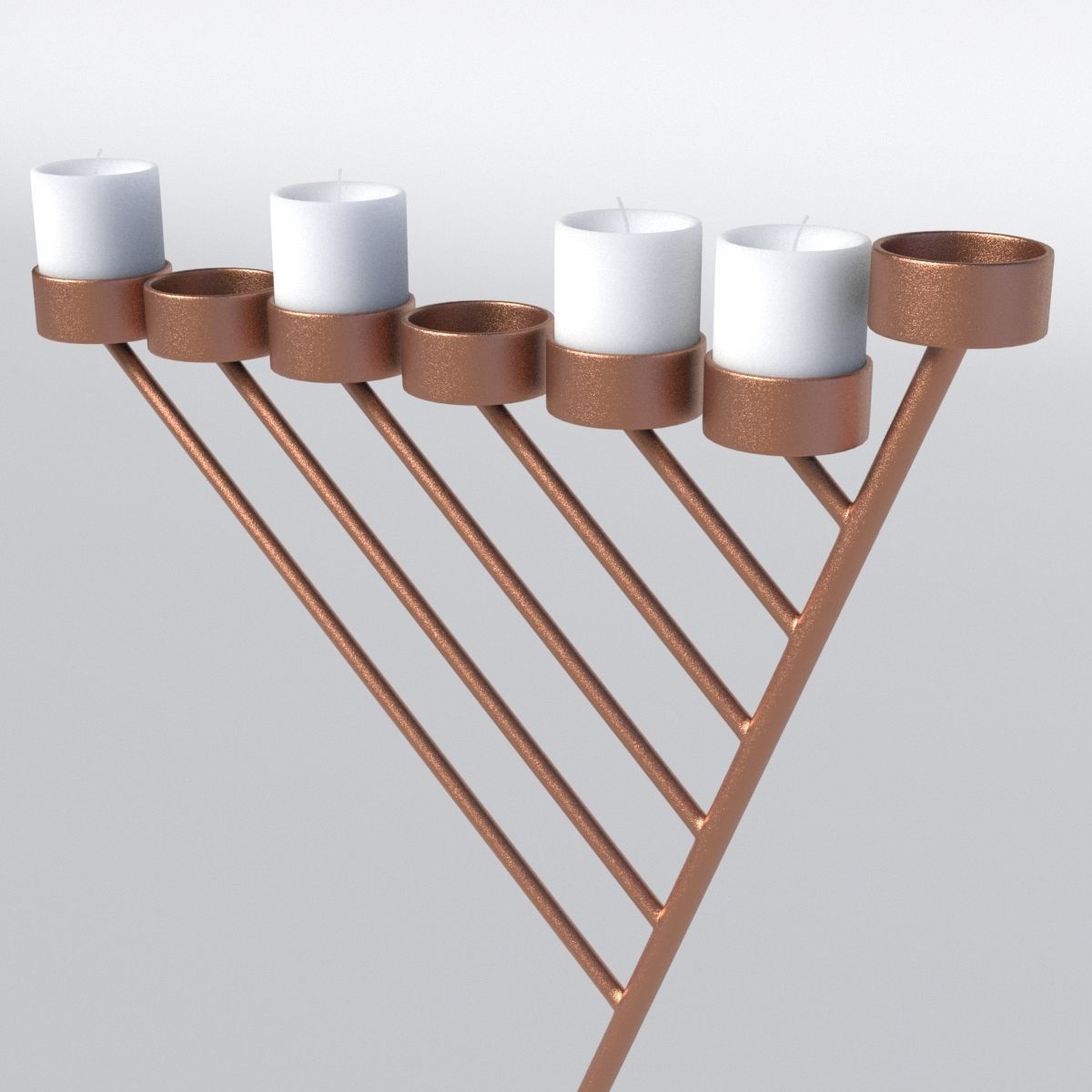 Bronze Menorah 7 Candles 3D model_1