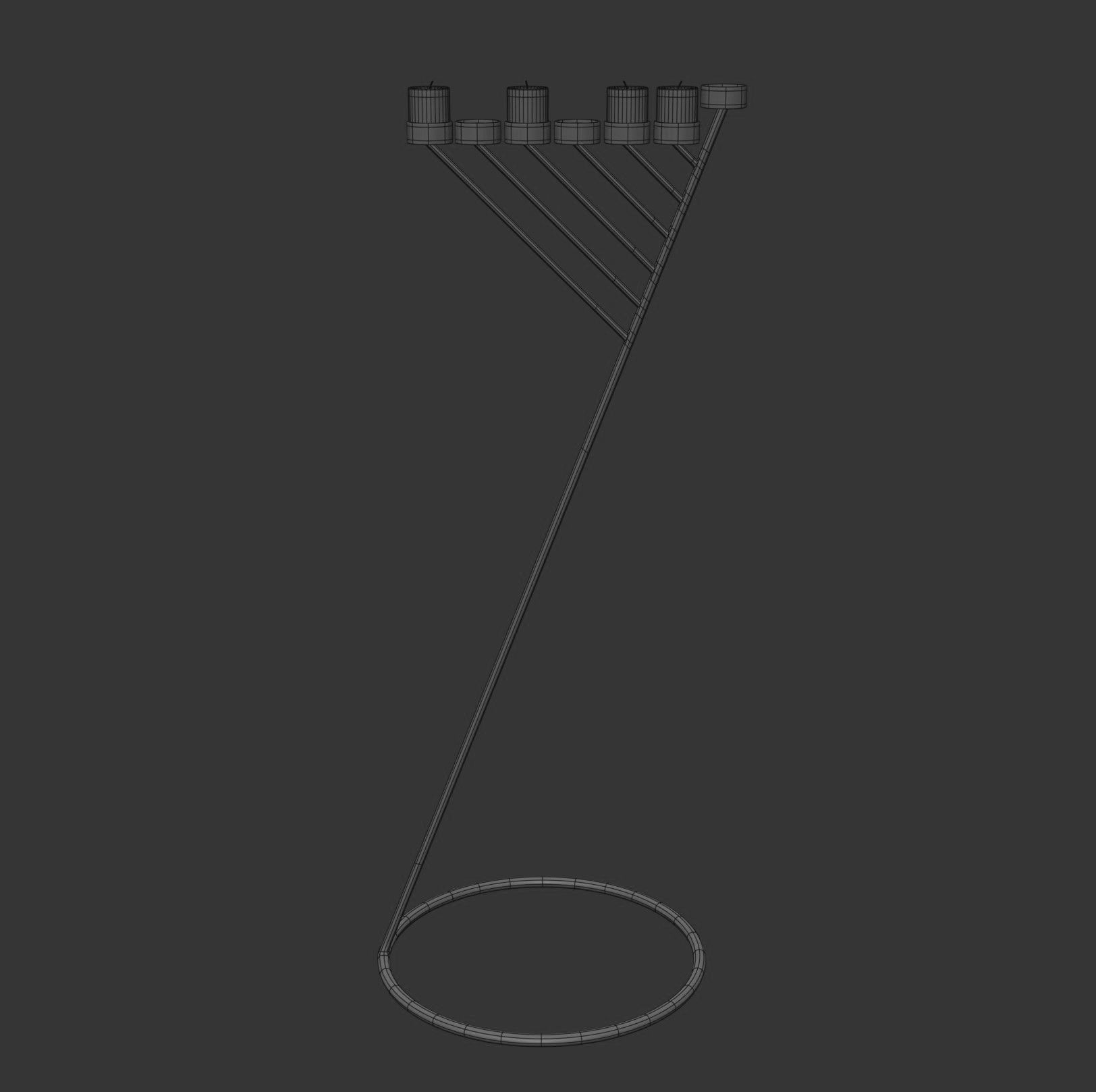 Bronze Menorah 7 Candles 3D model_3