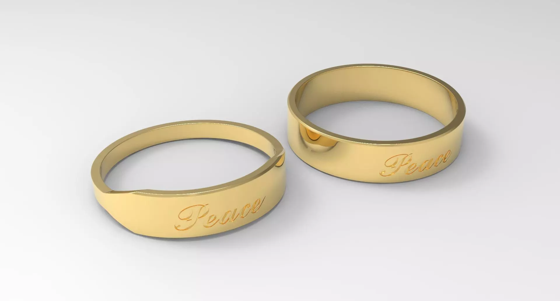 Peace Ring Couple Gold 3D print model