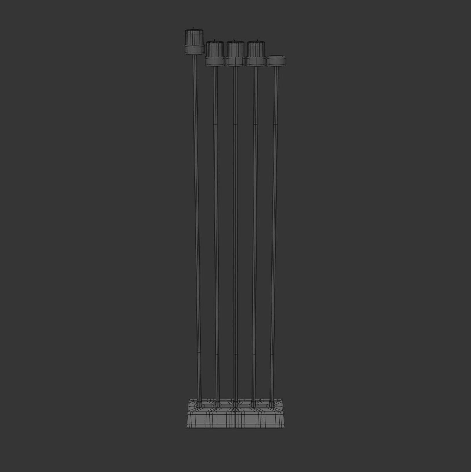 Black Manorah 5 Candles 3D model_3