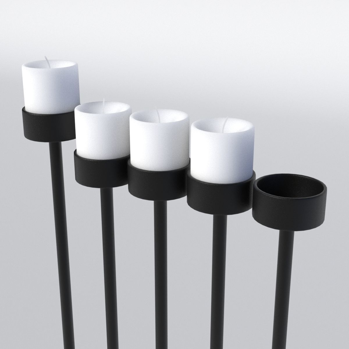 Black Manorah 5 Candles 3D model_1