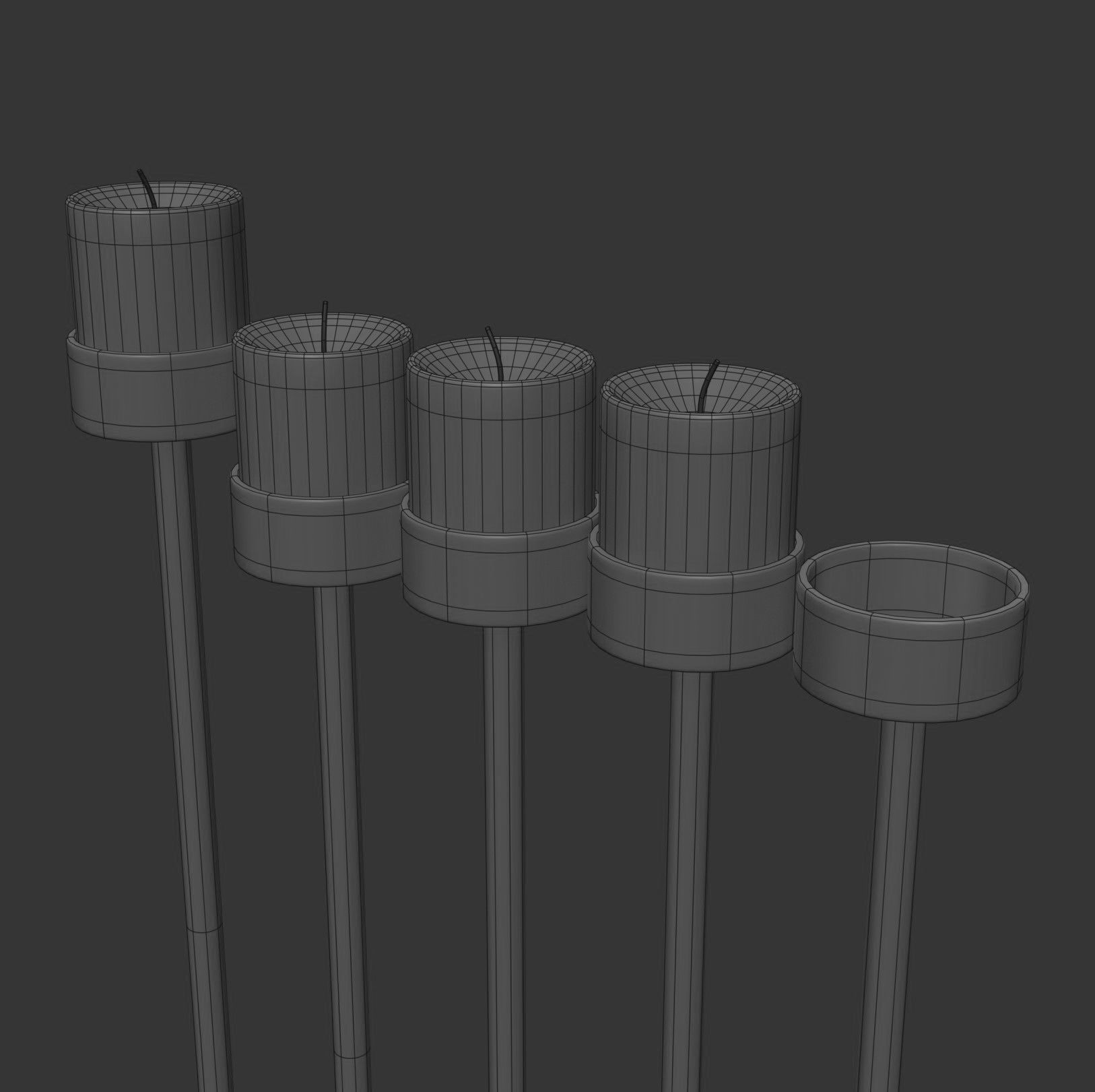 Black Manorah 5 Candles 3D model_4