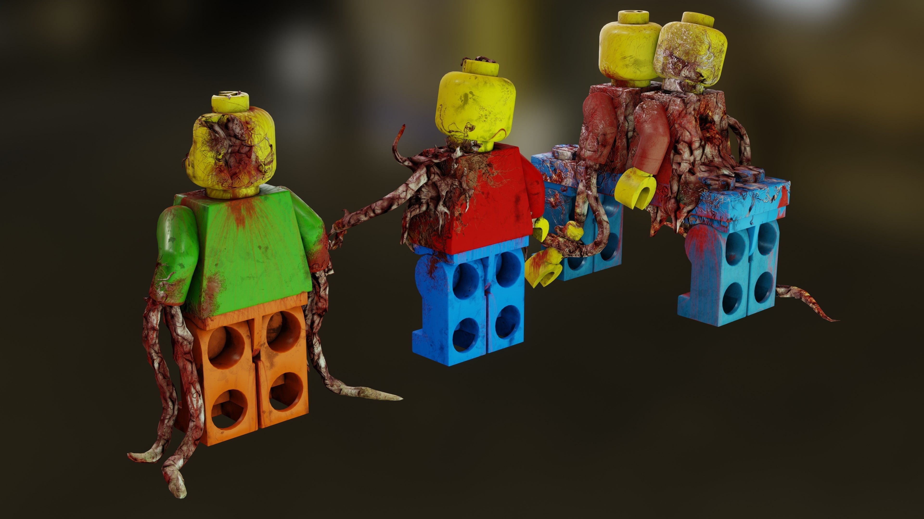 Pack of creepy Horror toys Low-poly 3D model_12