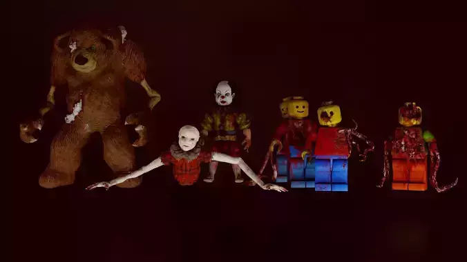 Pack of creepy Horror toys