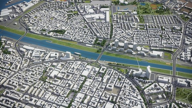 Mannheim Heidelberg Low-poly 3D model 3