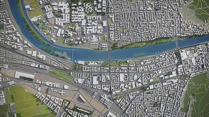 Mannheim Heidelberg Low-poly 3D model 7