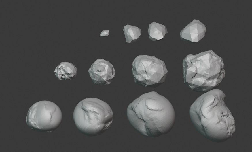 3D Low and high poly rock models Low-poly 3D model_2