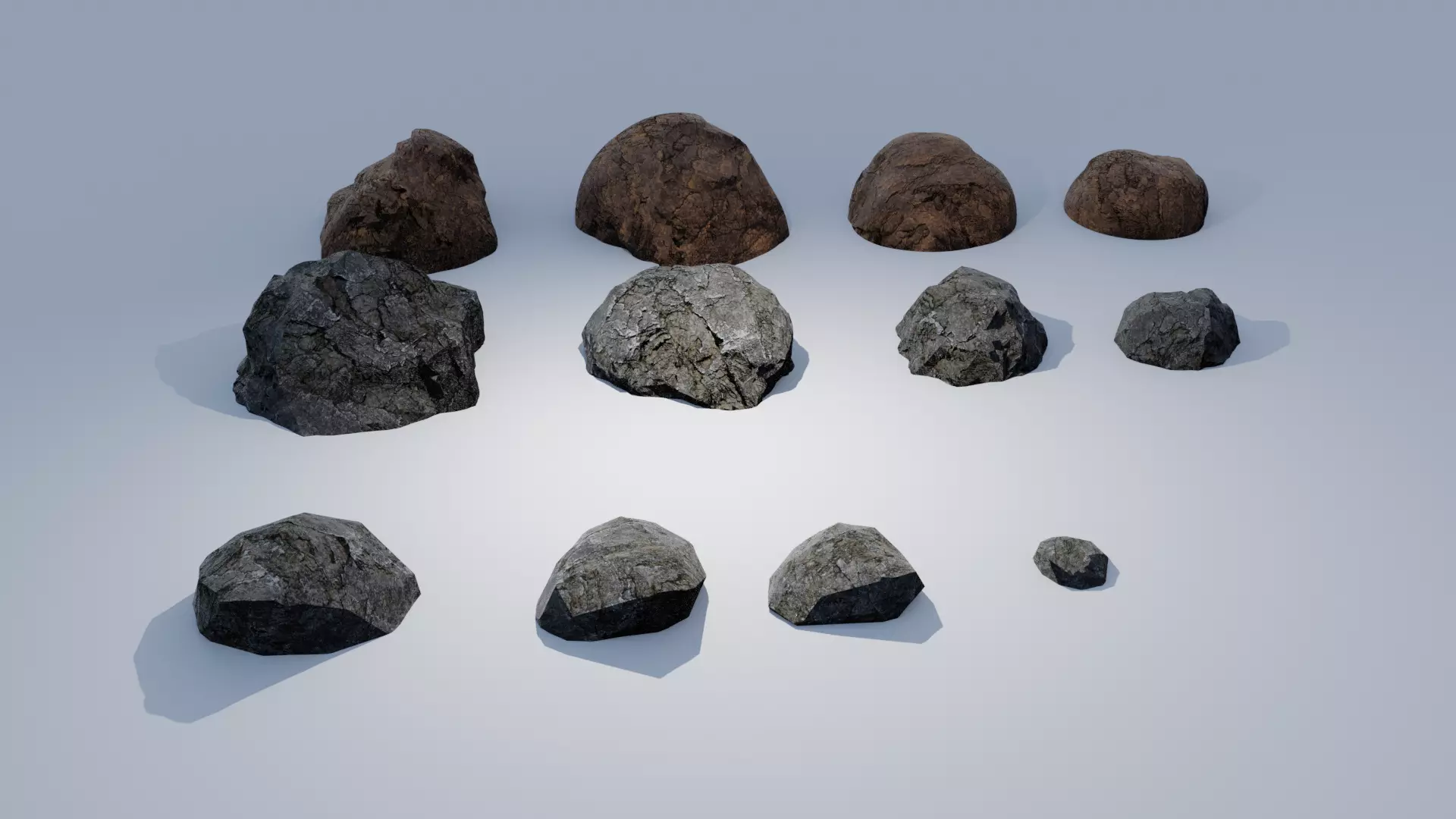 3D Low and high poly rock models Low-poly 3D model_0