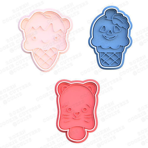 Halloween Ice cream cookie cutter set of 3 3D print model