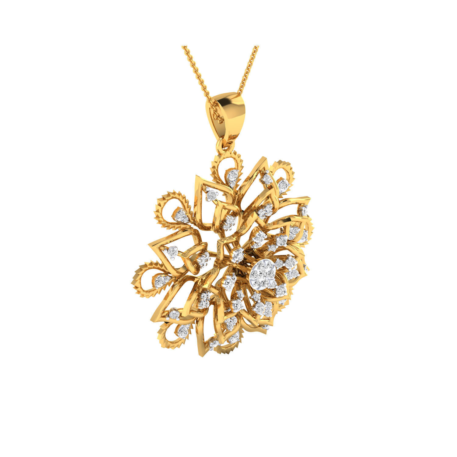 Pendant-1277 rose gold pendant with diamonds 3D print model_6