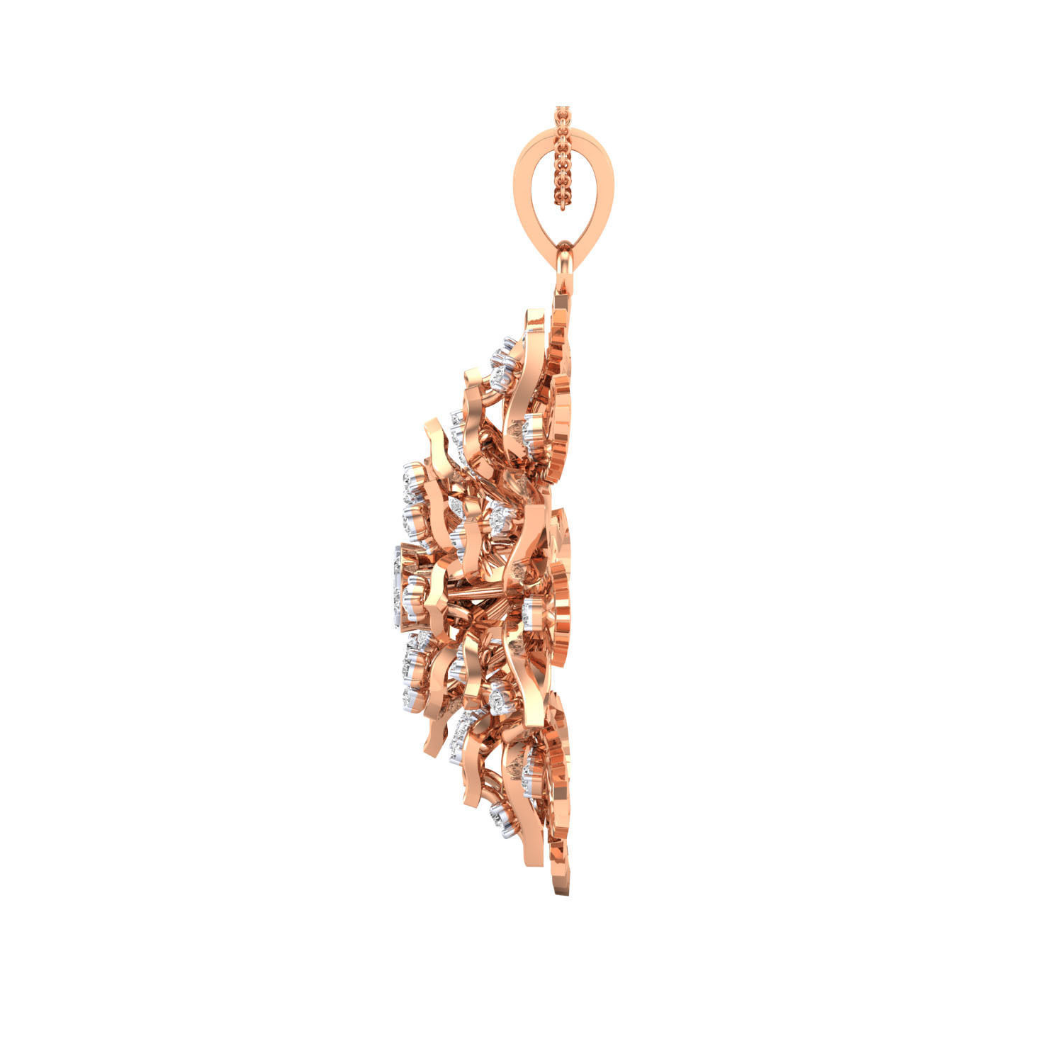 Pendant-1277 rose gold pendant with diamonds 3D print model_2