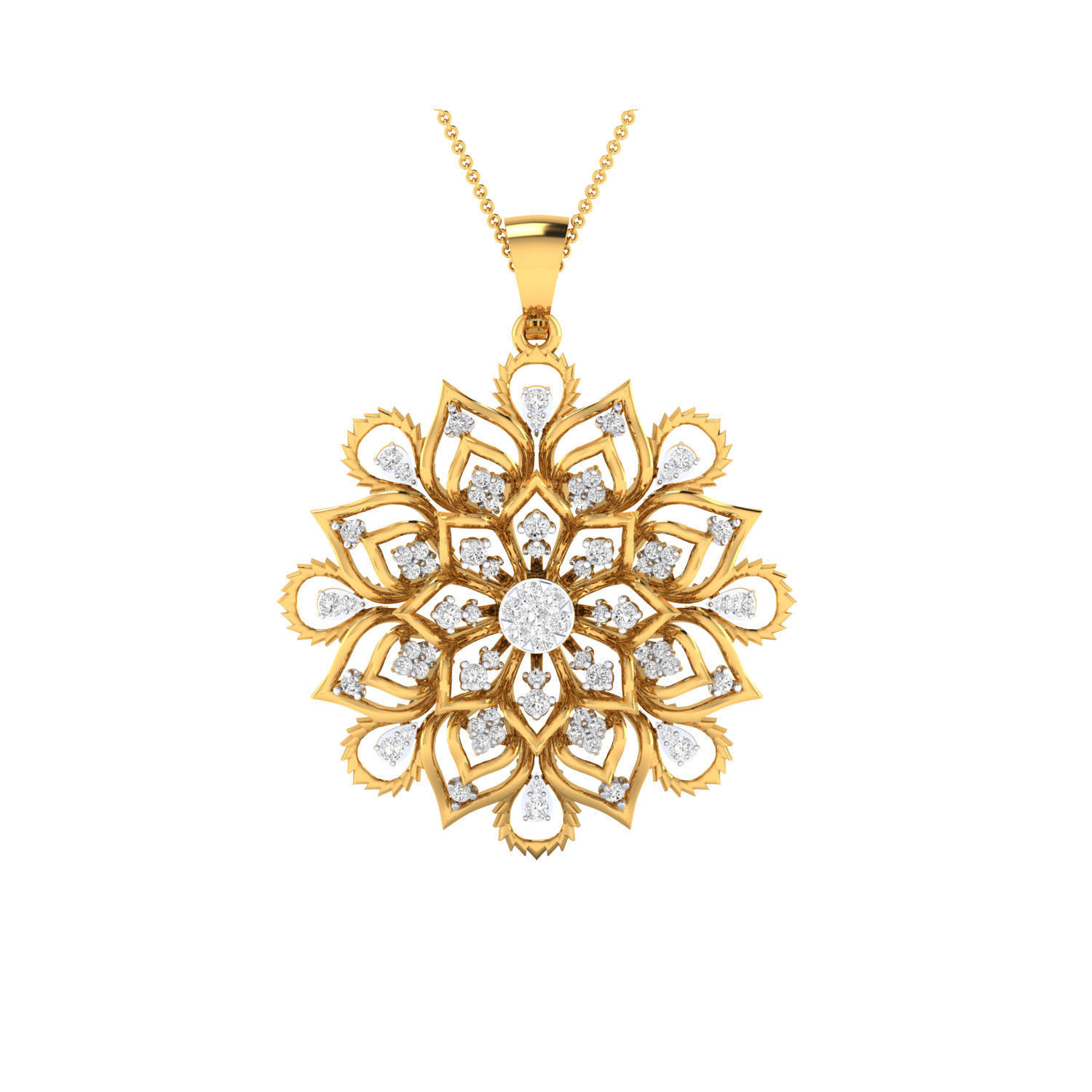 Pendant-1277 rose gold pendant with diamonds 3D print model_8