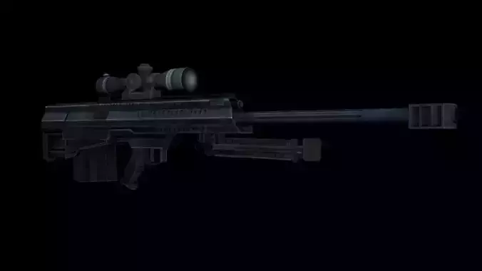 Barrett XM500 Sniper Rifle Low-poly 3D model