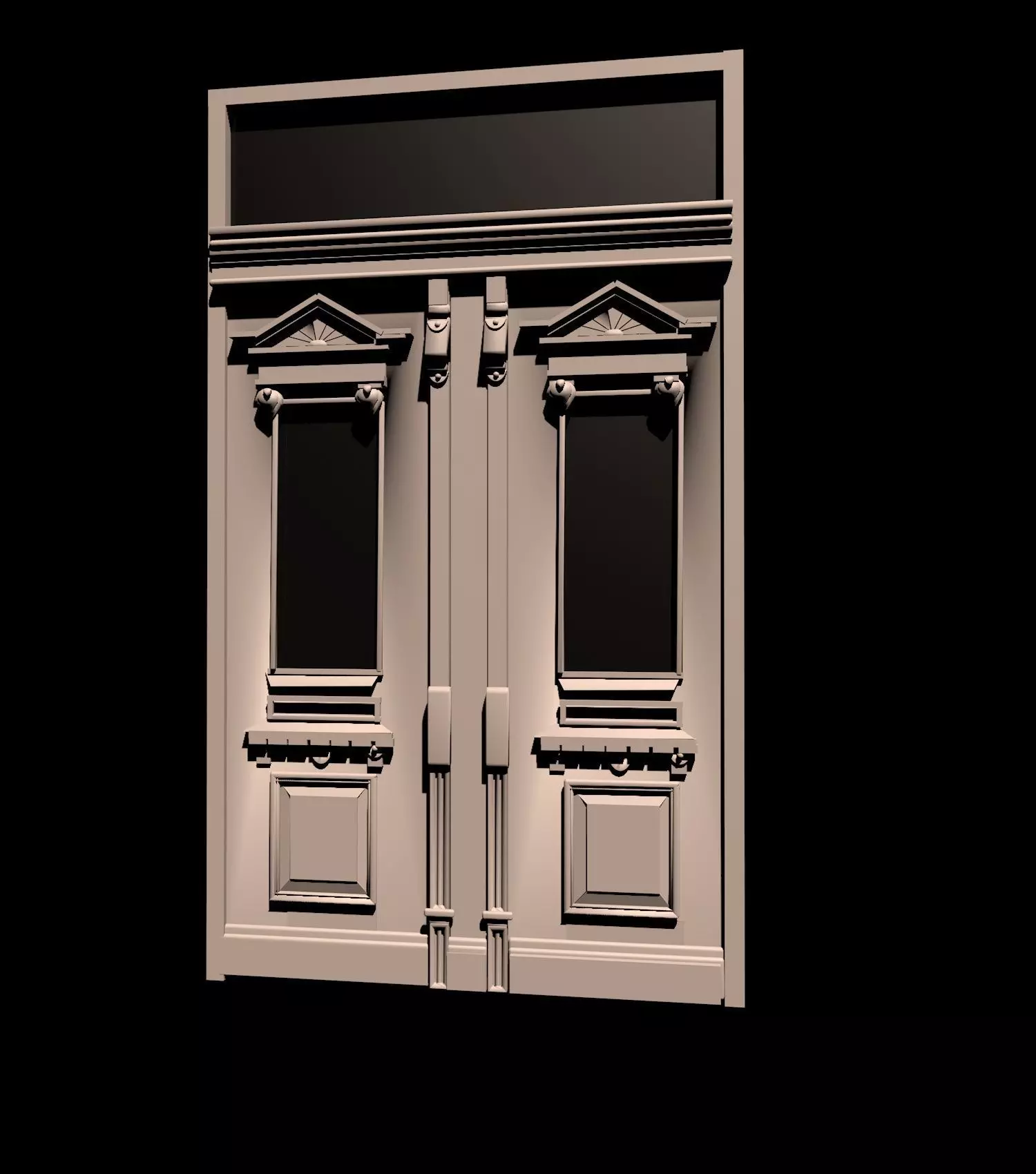 door wood art nouveau 3D model_0
