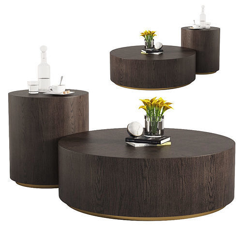 Machinto Round Coffee Table Side Table Restoration Hardware 3D model