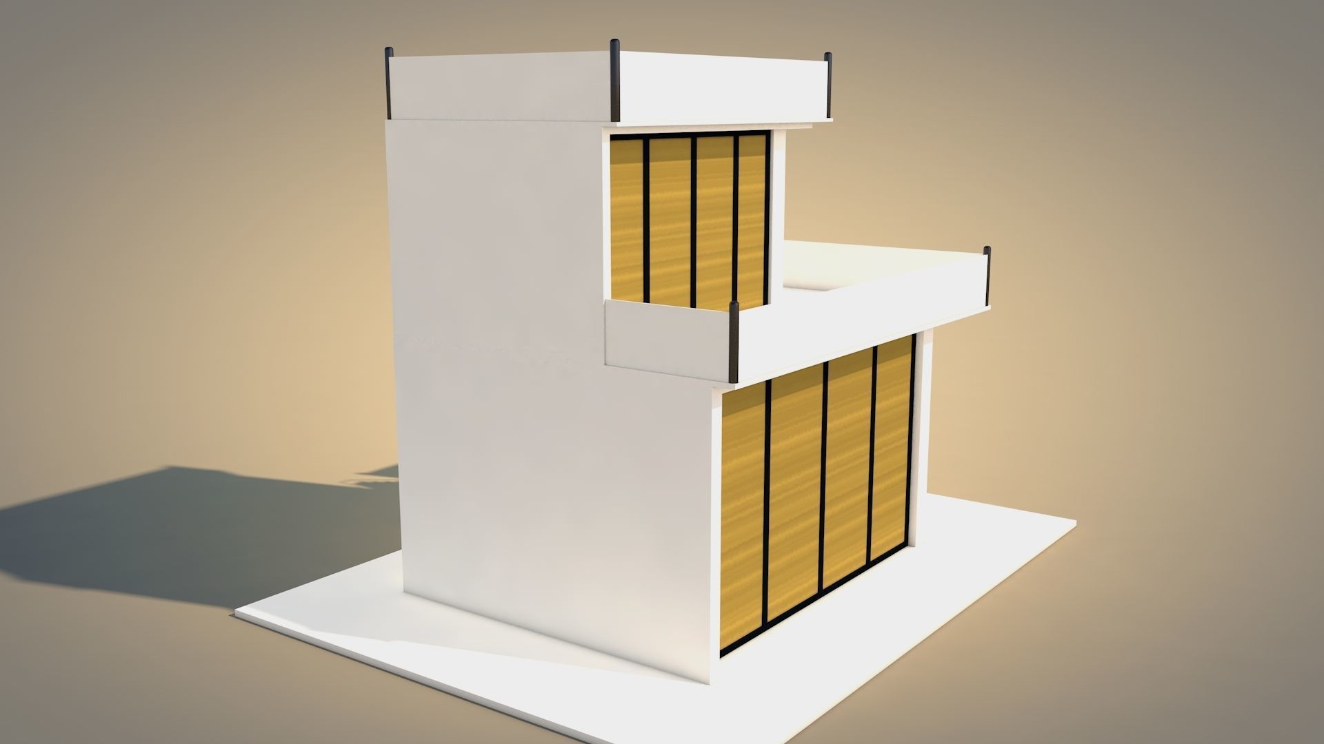 Modern Villa Low-poly 3D model_4