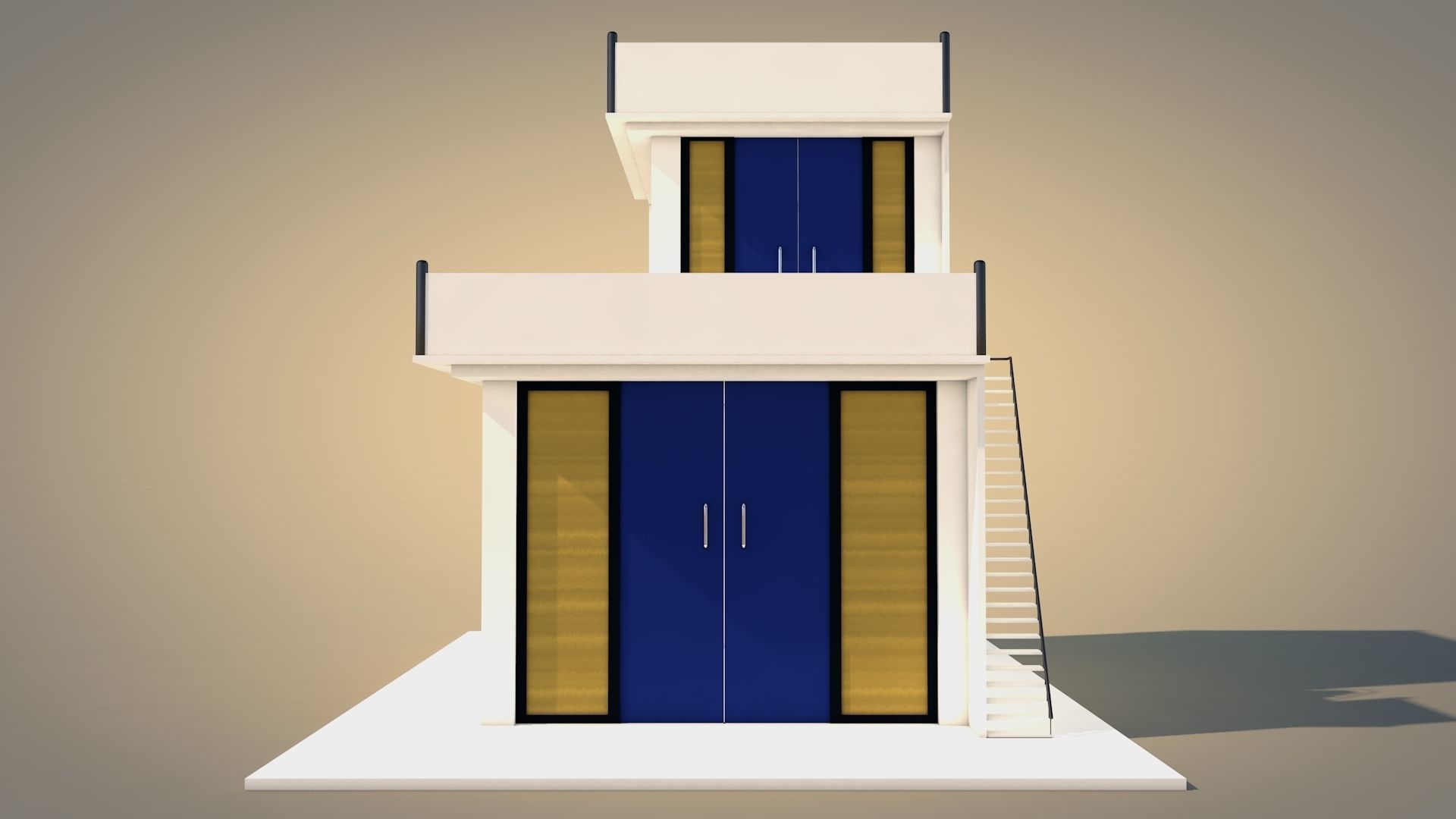 Modern Villa Low-poly 3D model_3