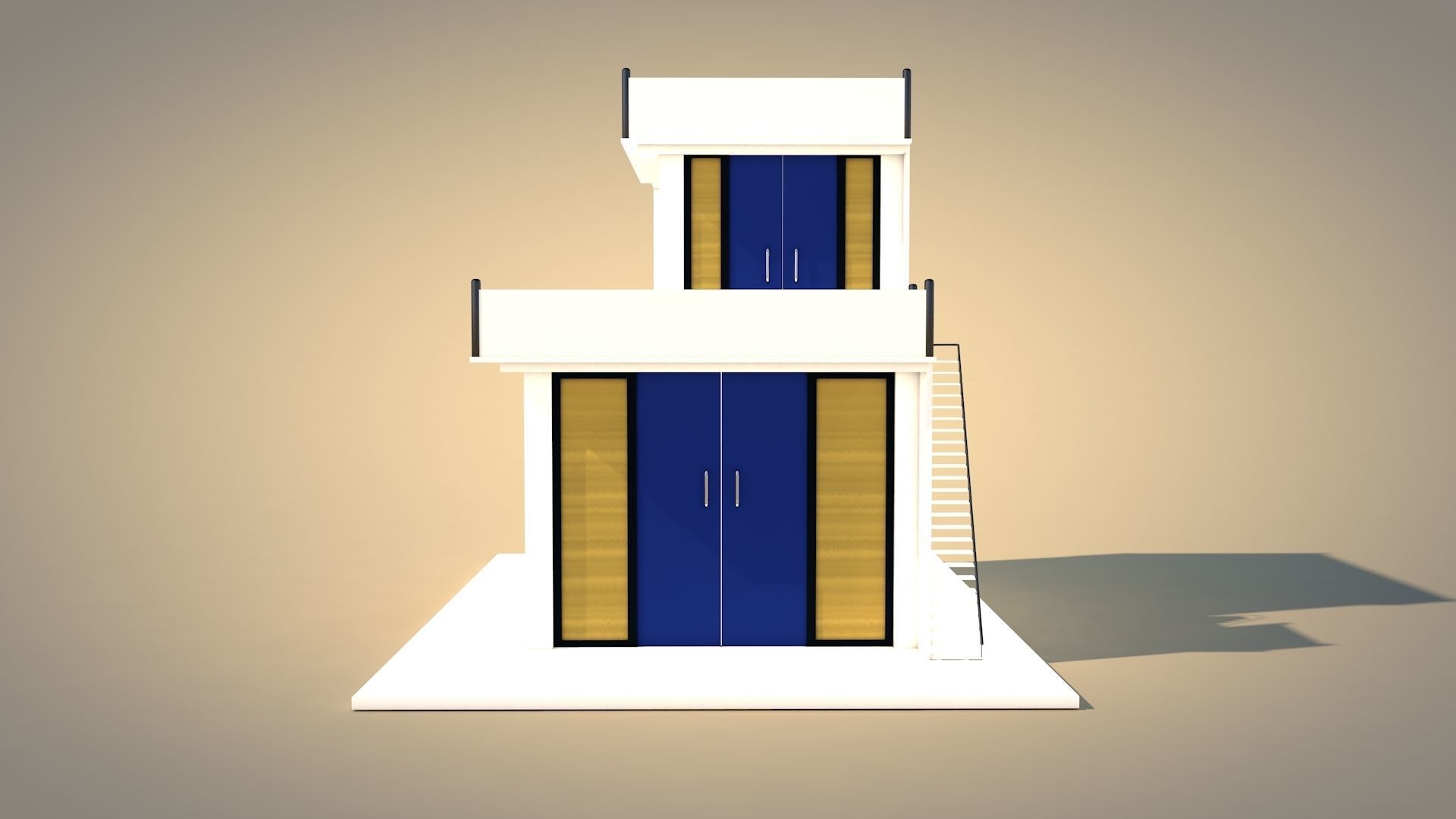 Modern Villa Low-poly 3D model_2