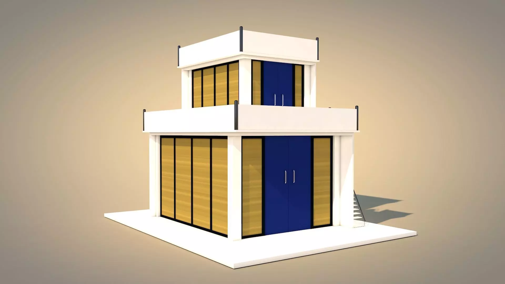 Modern Villa Low-poly 3D model_0