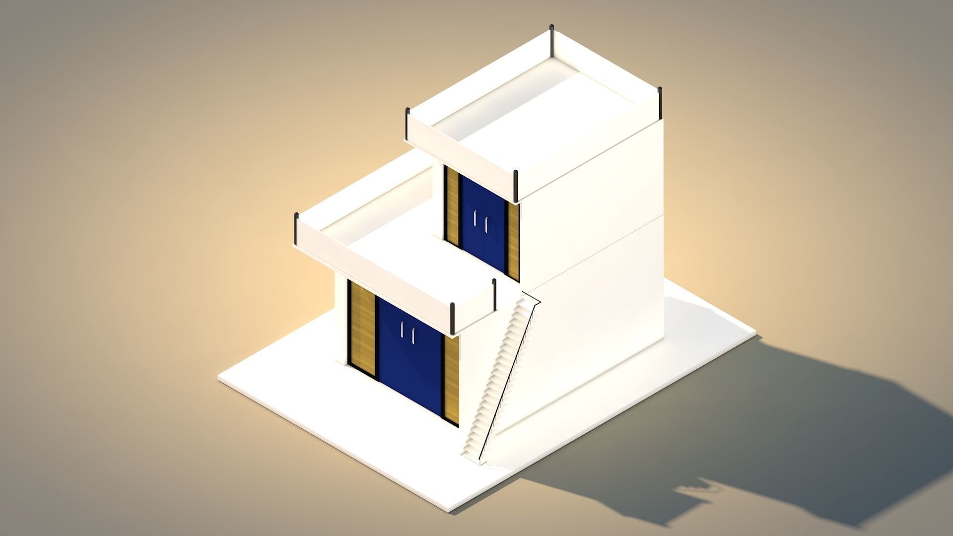 Modern Villa Low-poly 3D model_5