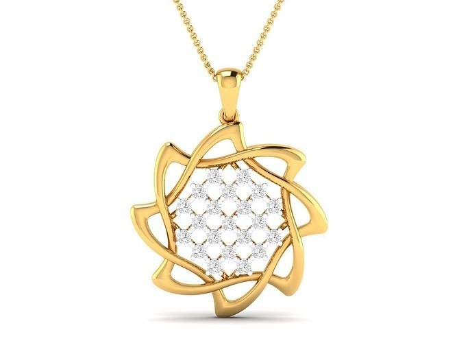 Pendant-1204 rose gold pendant with diamonds 3D print model