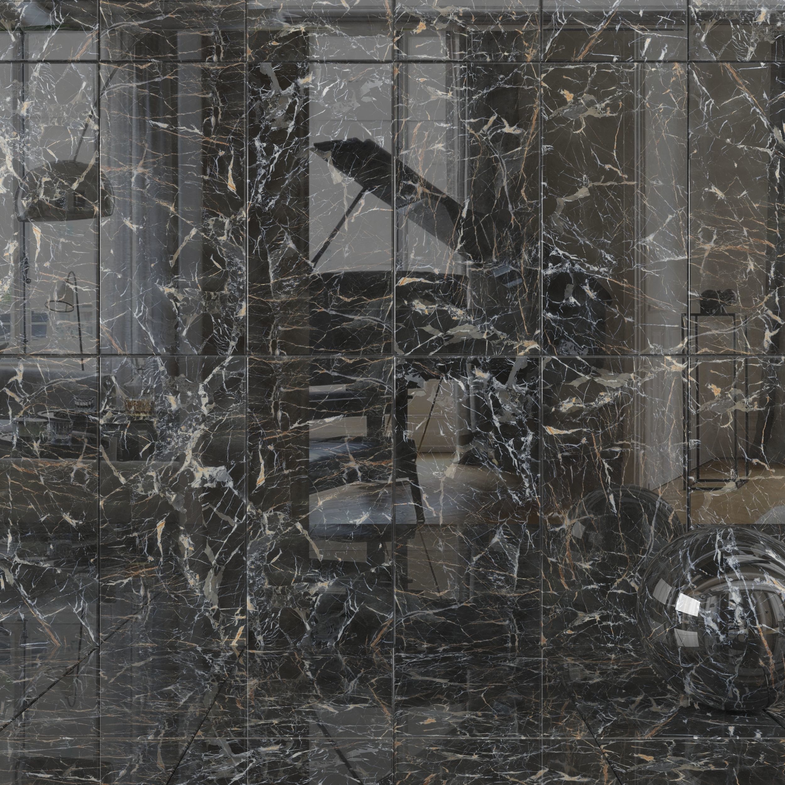 Wall Tiles Museum Laurent Black 60x120 Set 2 Texture_5