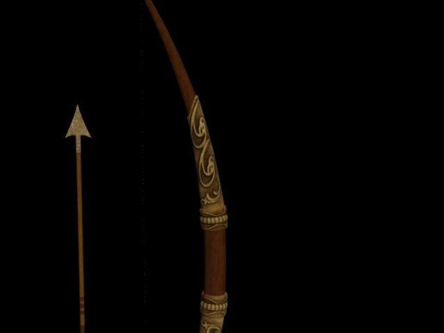 Elven Bow and Arrow Low-poly 3D model_2