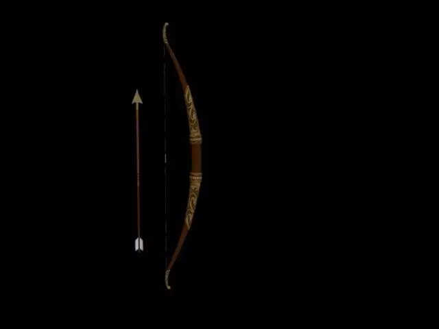 Elven Bow and Arrow Low-poly 3D model_0