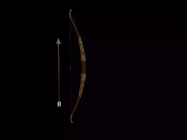 Elven Bow and Arrow Low-poly 3D model Elven Bow and Arrow Low-poly 3D model