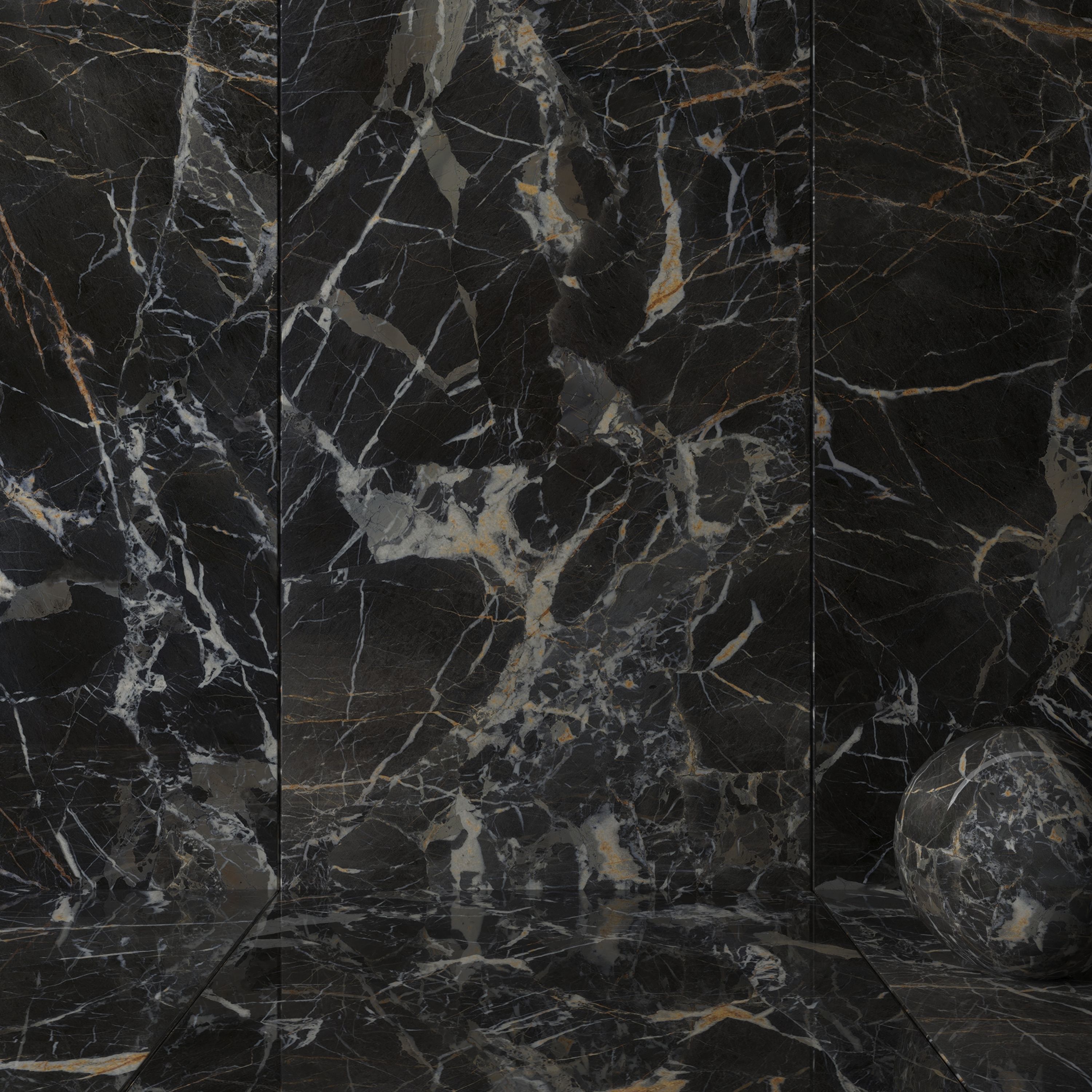 Wall Tiles Museum Laurent Black 160x320 Set 2 Texture_1