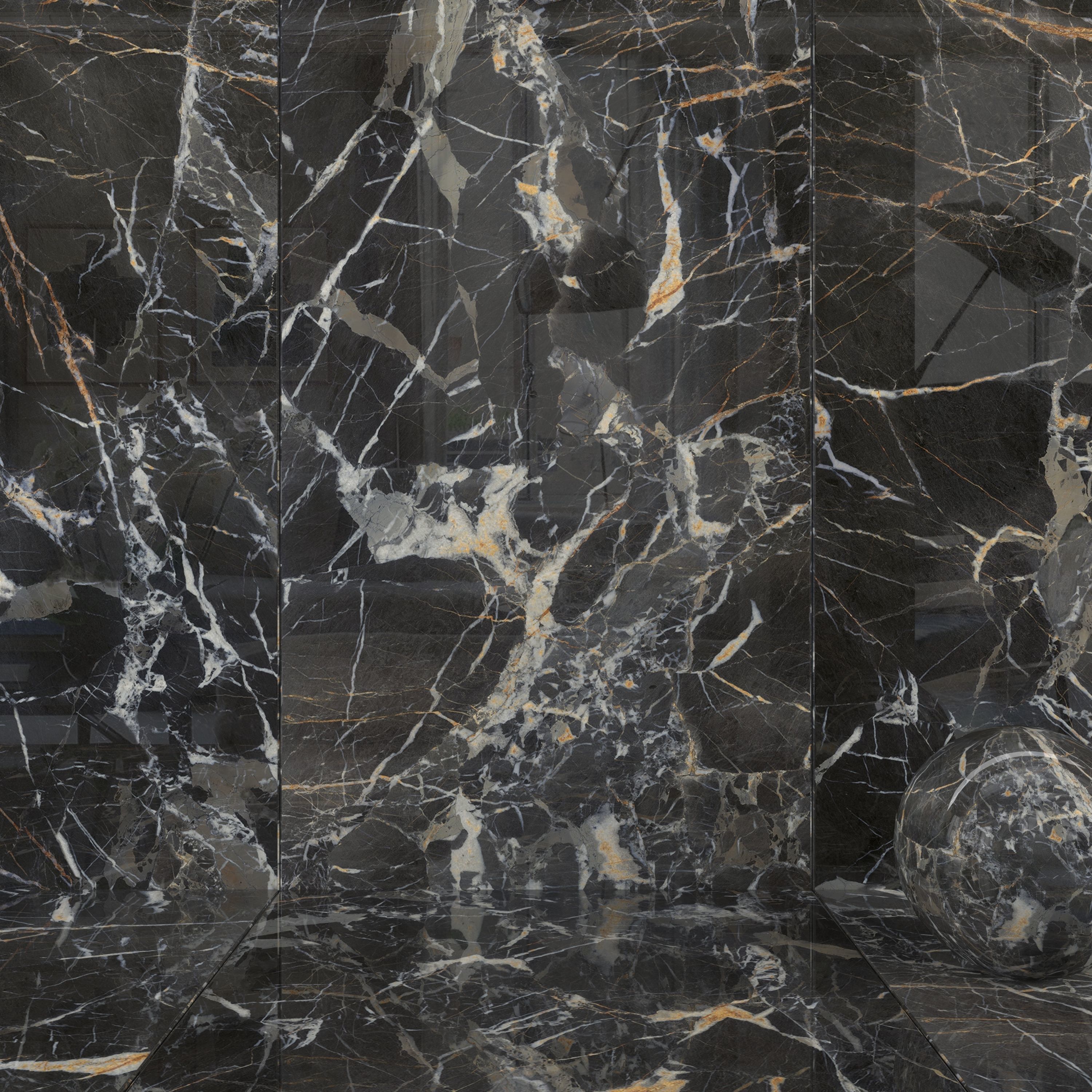 Wall Tiles Museum Laurent Black 160x320 Set 2 Texture_3