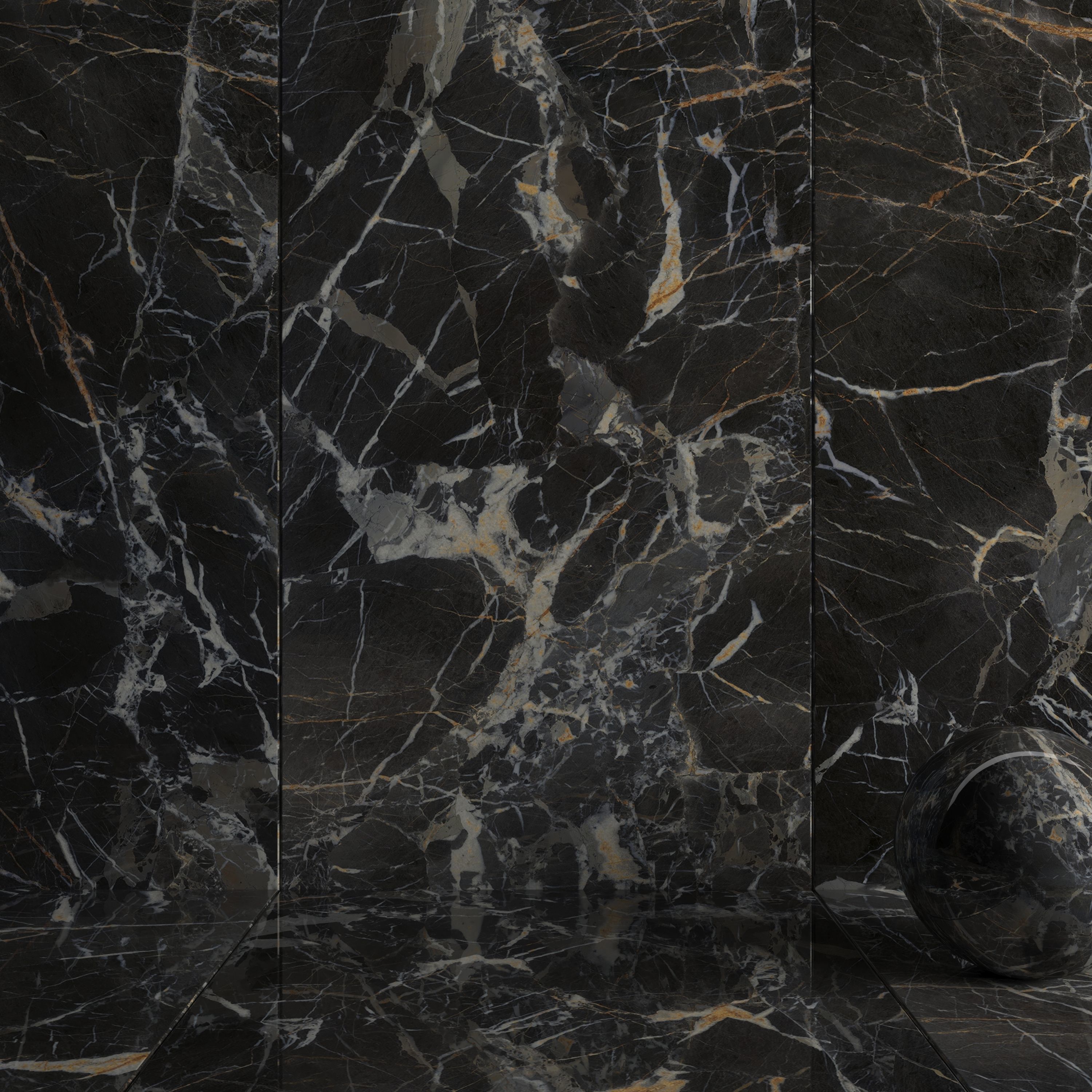 Wall Tiles Museum Laurent Black 160x320 Set 2 Texture_2