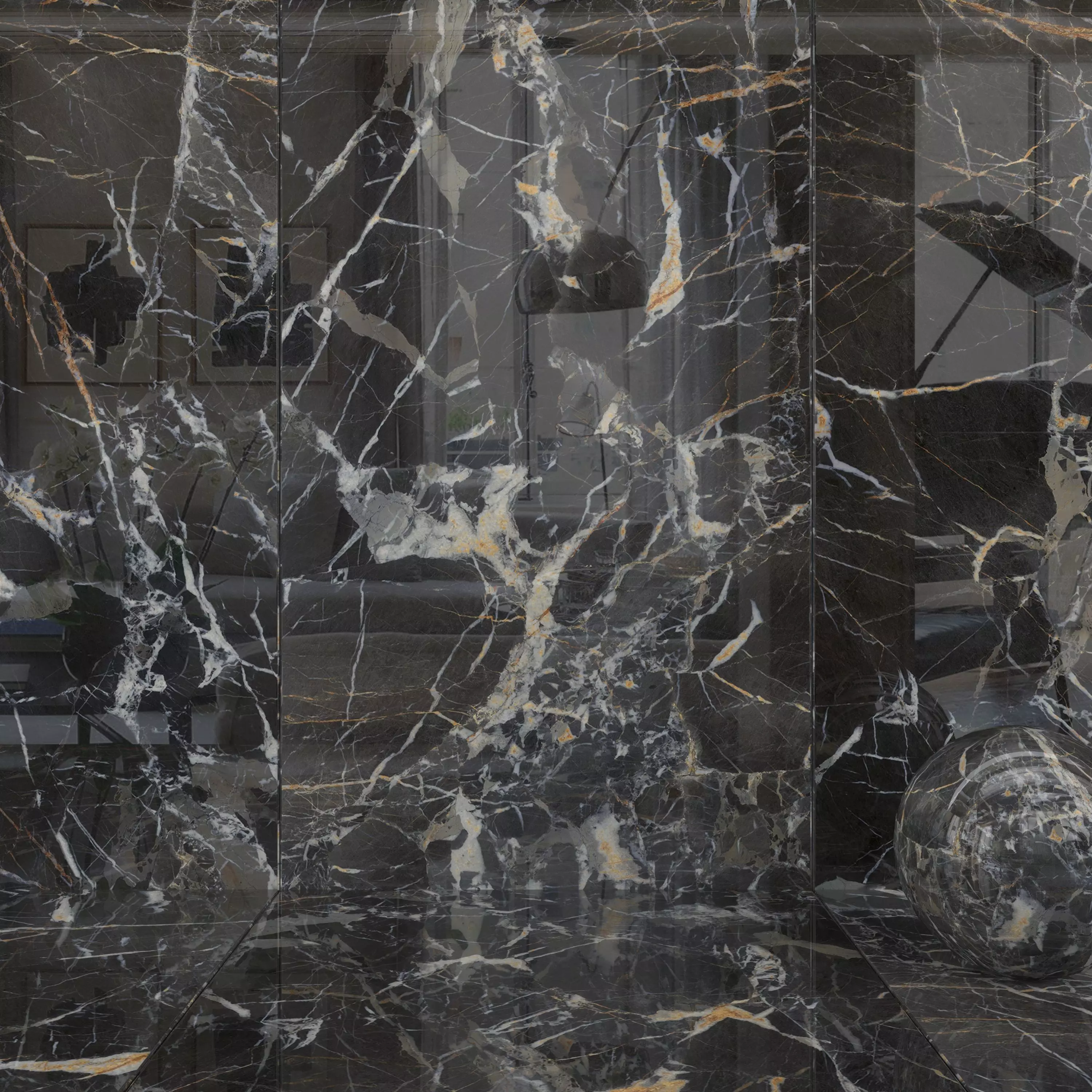 Wall Tiles Museum Laurent Black 160x320 Set 2 Texture_0