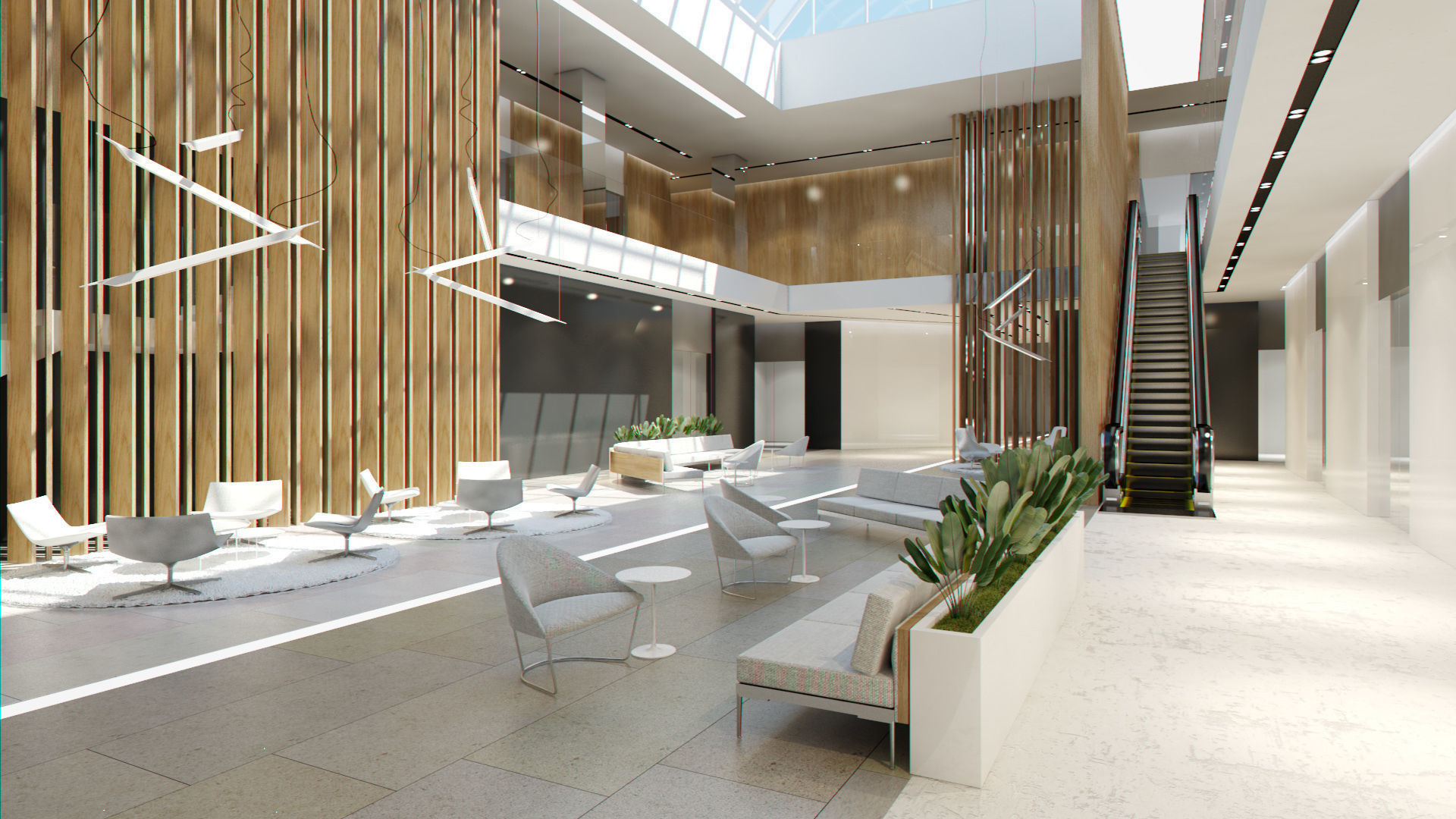 Lobby Hall Foyer Office Low-poly 3D model_1