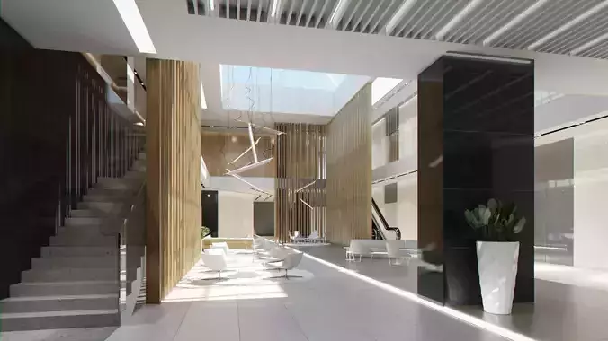 Lobby Hall Foyer Office Low-poly 3D model