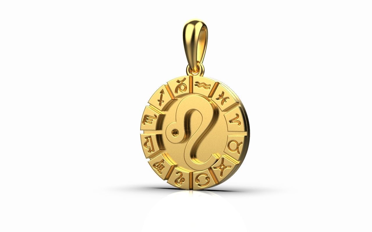 Zodiac pendant LEO model 40 3D print model_7