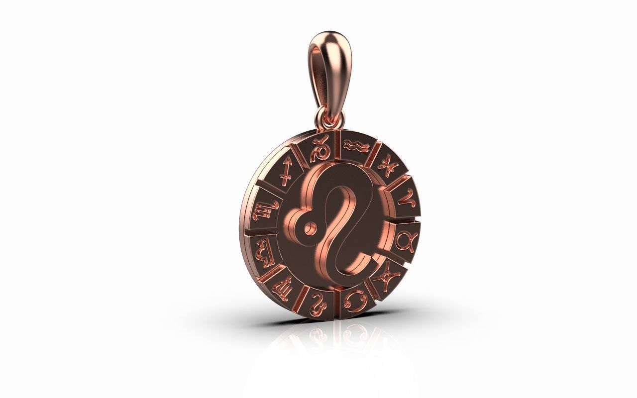 Zodiac pendant LEO model 40 3D print model_5